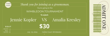 Free Groomsmen Tennis Ticket Template to Edit Online