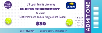 Free US Open Tennis Ticket Template to Edit Online