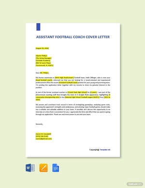 Assistant Football Coach Cover Letter