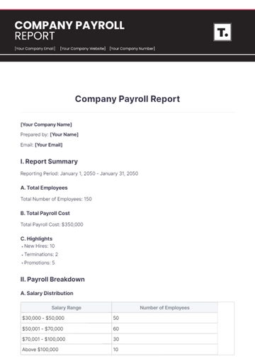 Free Company Payroll Report Template to Edit Online