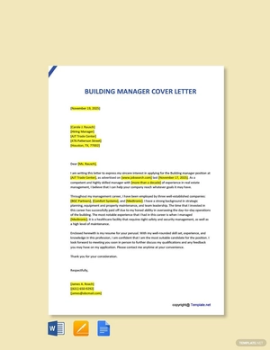 Building Manager Cover Letter