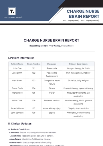 Free Charge Nurse Brain Report Template to Edit Online