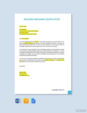 Building Mechanic Cover Letter