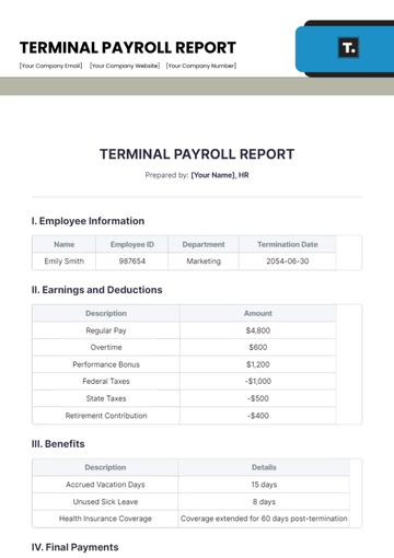 Free Terminal Payroll Report Template to Edit Online