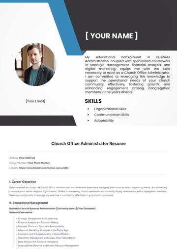 Free Church Office Administrator Resume to Edit Online