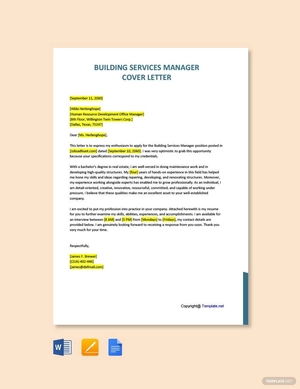 Building Services Manager Cover Letter