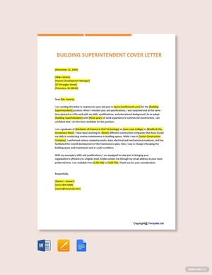 Building Superintendent Cover Letter