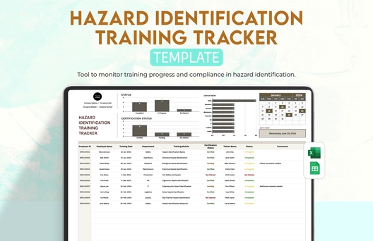 Hazard Identification Training Tracker Template