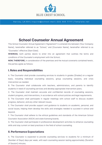 Free School Counselor Annual Agreement Template to Edit Online Free School Counselor Annual Agreement Template to Edit Online