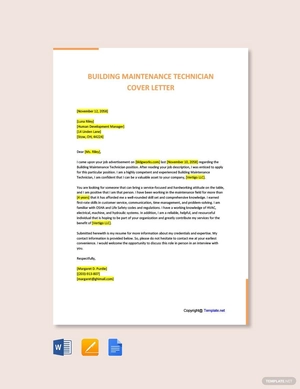 Building Maintenance Technician Cover Letter