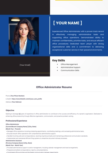 Free Office Administrator Resume to Edit Online