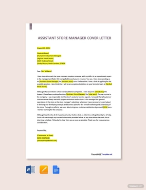 Assistant Store Manager Cover Letter