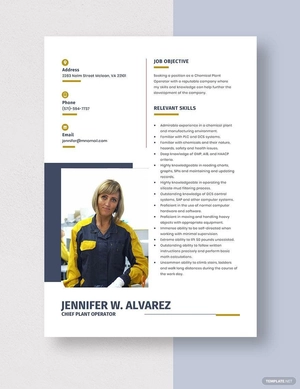 Chief Plant Operator Resume
