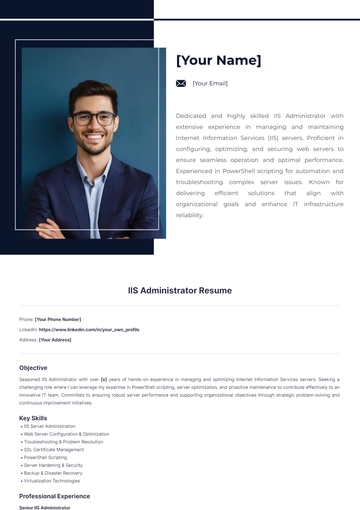 Free IIS Administrator Resume to Edit Online