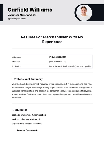 Free Resume For Merchandiser With No Experience Template to Edit Online