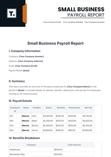 Free Small Business Payroll Report Template to Edit Online