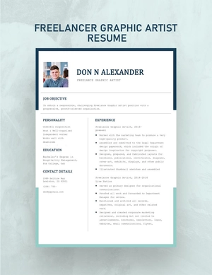 Freelancer Graphic Artist Resume