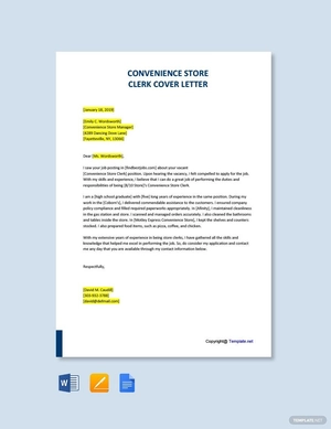 Convenience Store Clerk Cover Letter