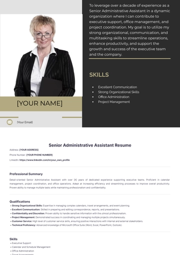 Free Senior Administrative Assistant Resume to Edit Online