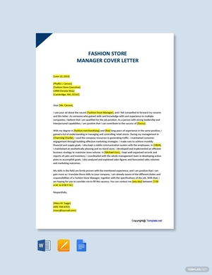 Fashion Store Manager Cover Letter