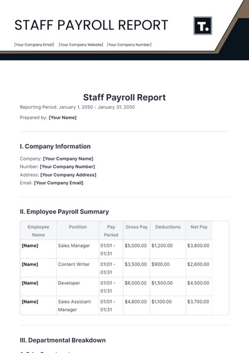 Free Staff Payroll Report Template to Edit Online