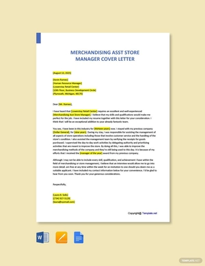 Merchandising Asst Store Manager Cover Letter