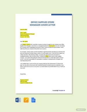 Office Supplies Store Manager Cover Letter
