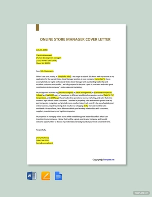 Online Store Manager Cover Letter