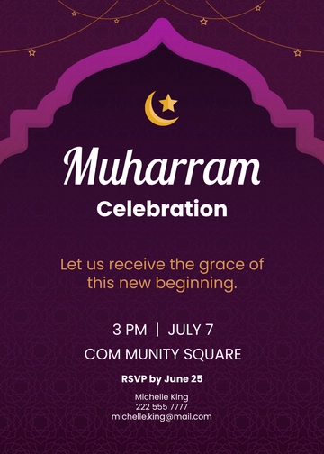 Free Muharram Invitation Card Template to Edit Online