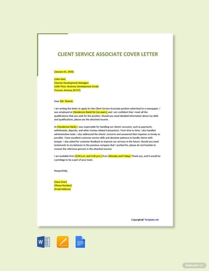 Client Service Associate Cover Letter