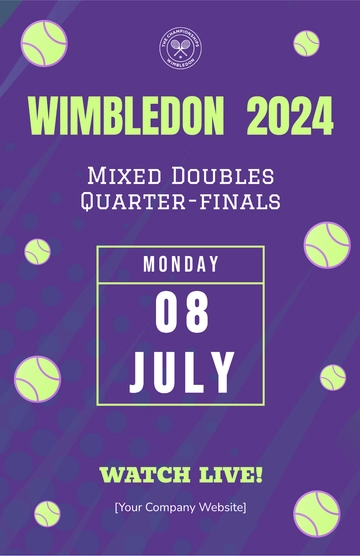 Free Wimbledon Mixed Doubles Quarter-finals Template to Edit Online