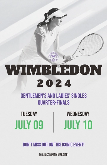 Free Wimbledon Gentlemen's and Ladies' Singles Quarter-finals Template to Edit Online