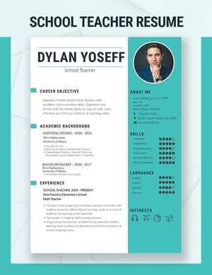 School Teacher Resume Template