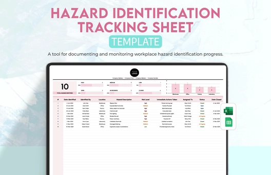 Hazard Identification Tracking Sheet Template