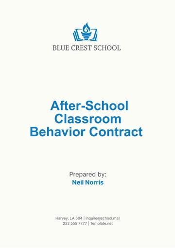 Free After-School Classroom Behavior Contract Template to Edit Online