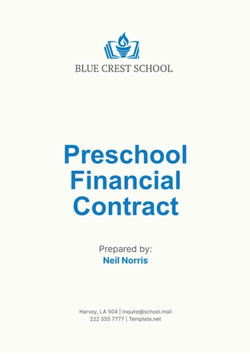 Free Preschool Financial Contract Template to Edit Online