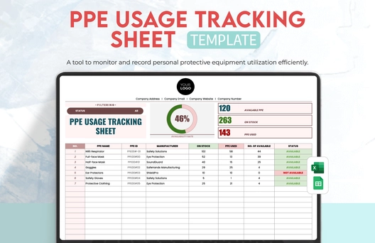 PPE Usage Tracking Sheet Template