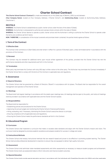 Free Charter School Contract Template to Edit Online