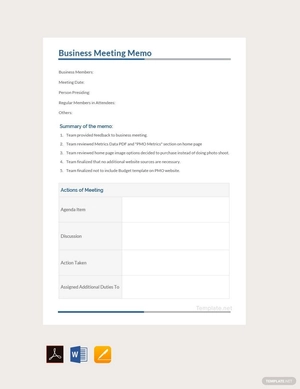 Business Meeting Memo Template