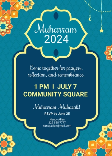 Free Happy Muharram Invitation Template to Edit Online