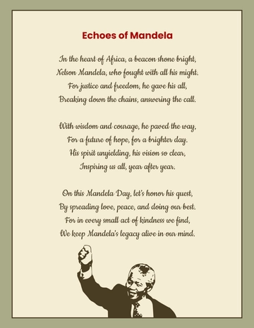 Free Nelson Mandela Day Poem Template to Edit Online