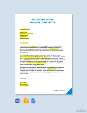 Automotive Design Engineer Cover Letter