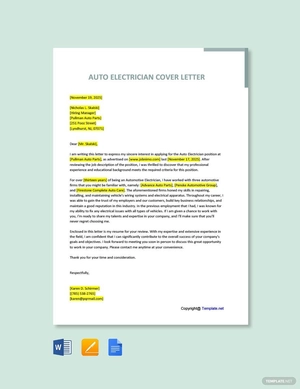 Auto Electrician Cover Letter