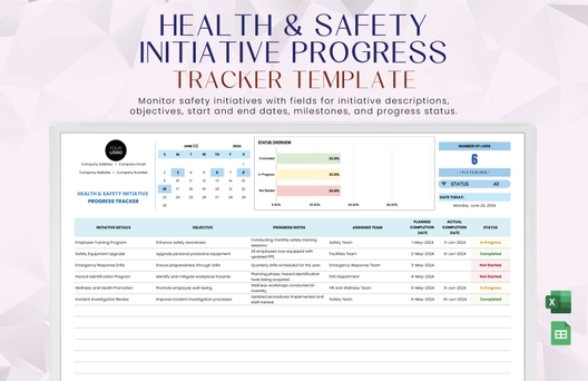 Health & Safety Initiative Progress Tracker Template