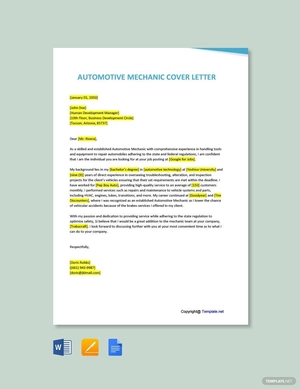 Automotive Mechanic Cover Letter