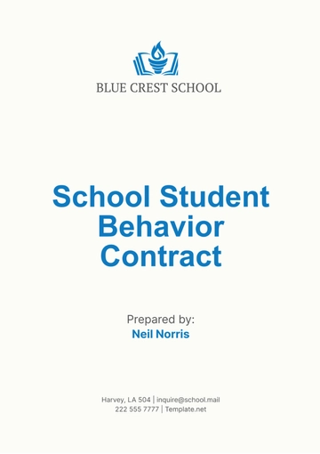 Free School Student Behavior Contract Template to Edit Online