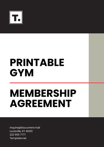 Free Printable Gym Membership Agreement Template to Edit Online