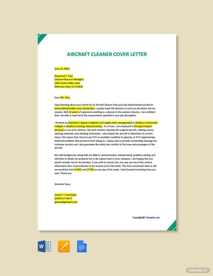 Aircraft Cleaner Cover Letter