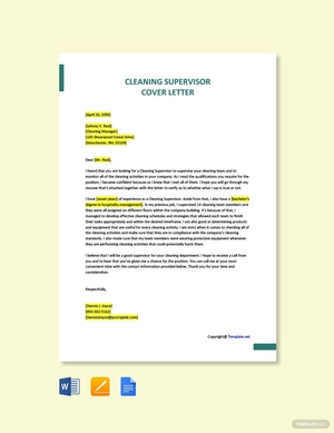 Cleaning Supervisor Cover Letter