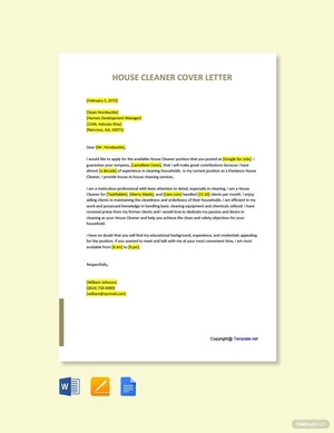 House Cleaner Cover Letter House Cleaner Cover Letter